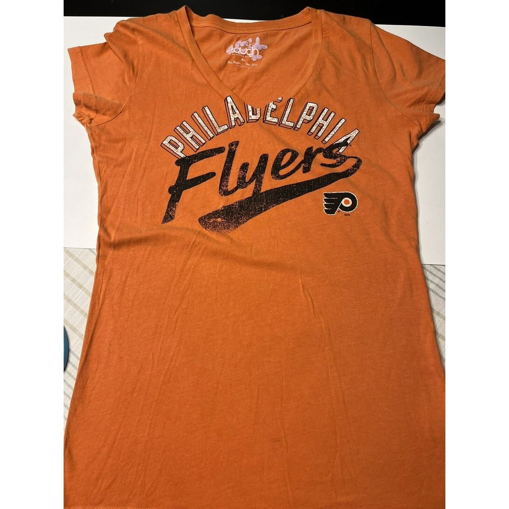 Touch By Alyssa Milano NHL Philadelphia Flyers Orange V-Neck T Shirt Women’s XL